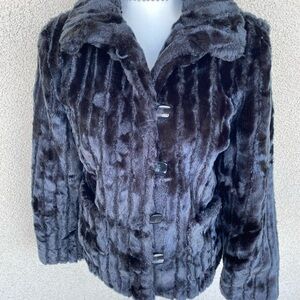 Ladies Black Faux Fur Coat, size small